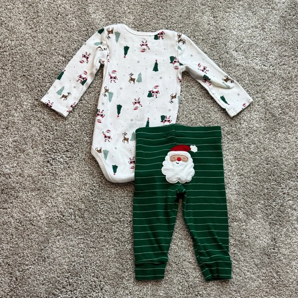 Carter's Holiday Print Baby Onesie and Santa Pant Set
